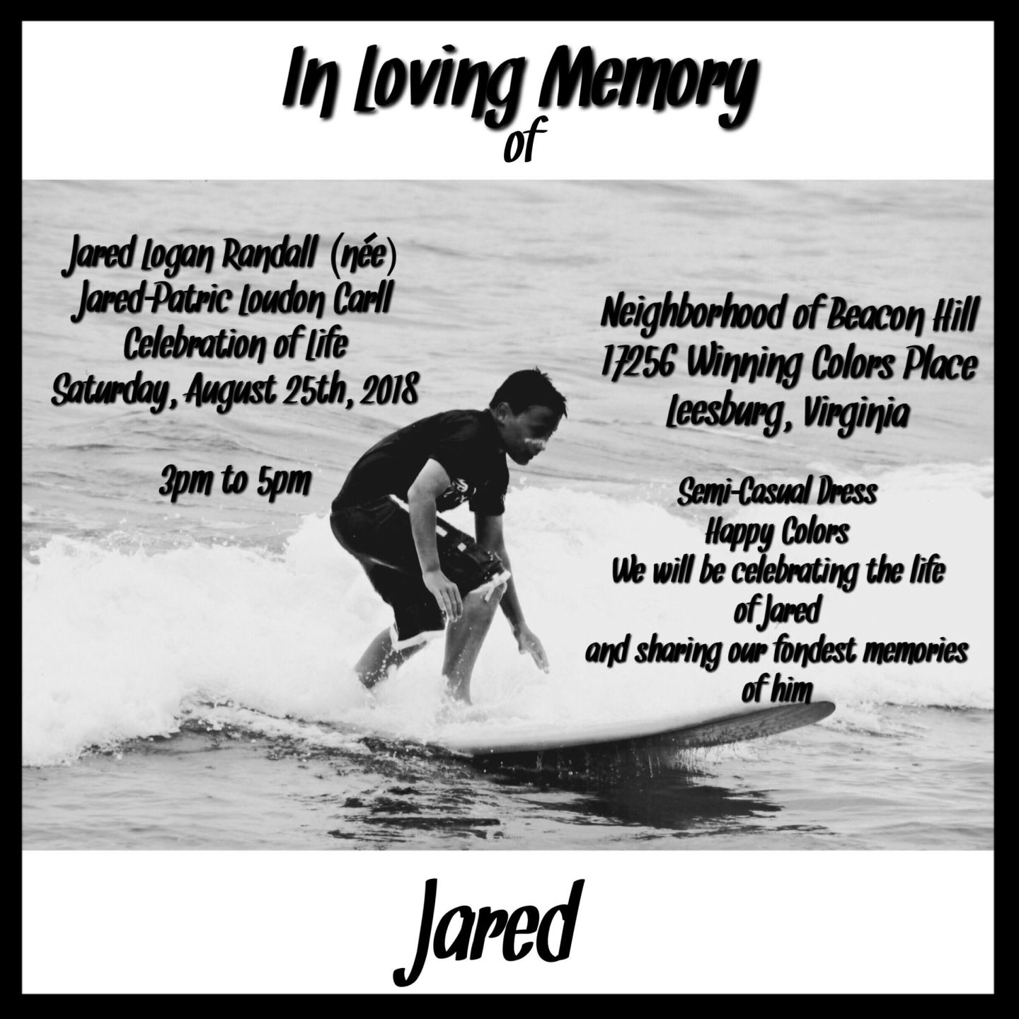 Jared's Celebration of Life